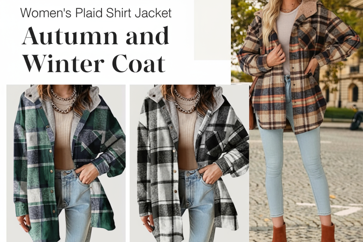 Women's Plaid Fleece Hooded Jacket 2025