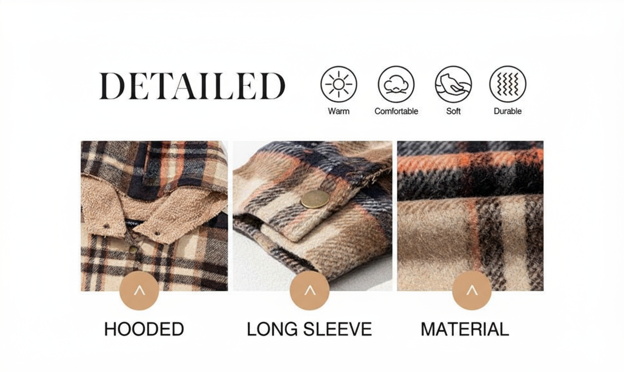 Women's Plaid Fleece Hooded Jacket 2025