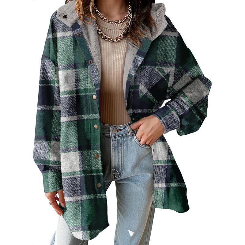 Women's Plaid Fleece Hooded Jacket 2025