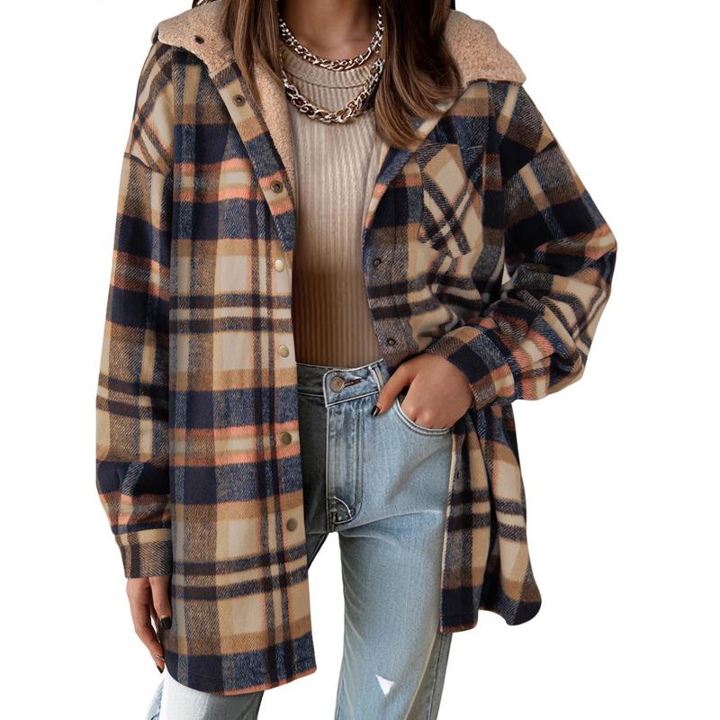 Women's Plaid Fleece Hooded Jacket 2025