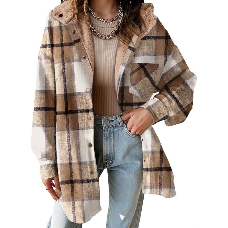 Women's Plaid Fleece Hooded Jacket 2025
