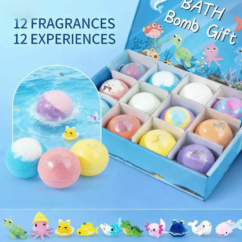 12-Pack Kids Bath Bombs with Surprise Toys Inside - Organic Bubble Bath Gift Set for Boys & Girls