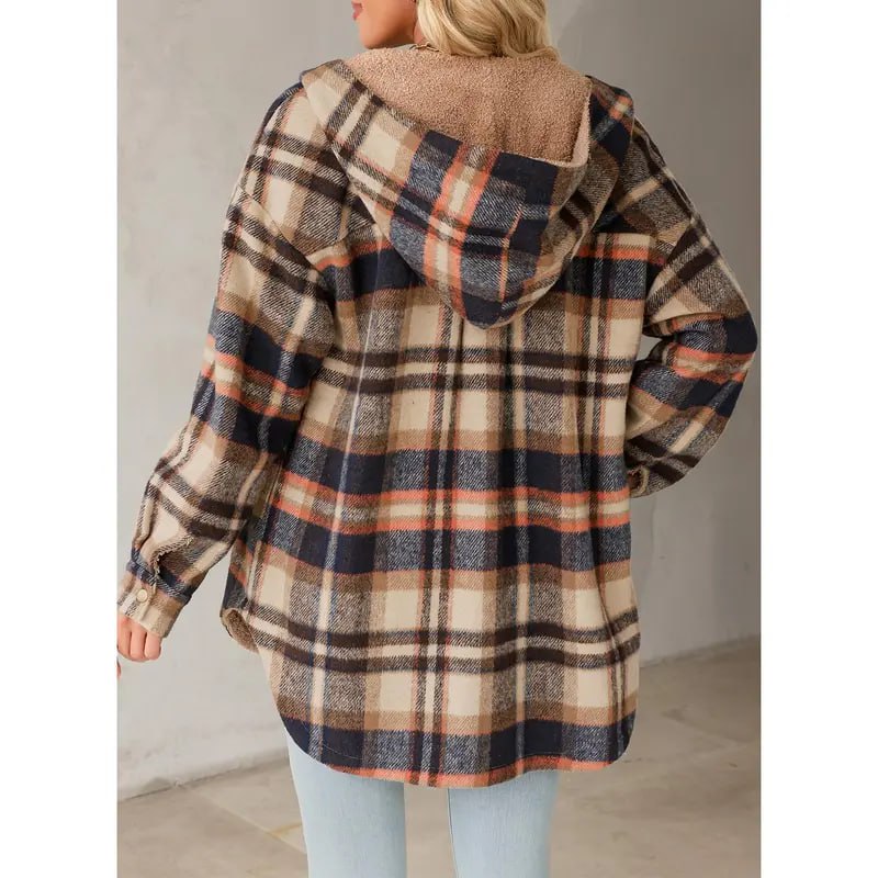Women's Plaid Fleece Hooded Jacket 2025
