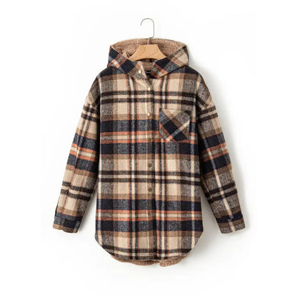 Women's Plaid Fleece Hooded Jacket 2025
